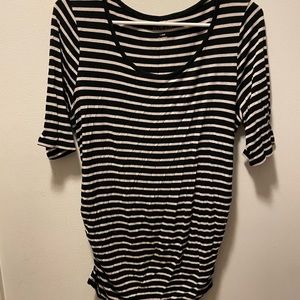 Aglow Stripe Shirred Scoop Tee Sz L